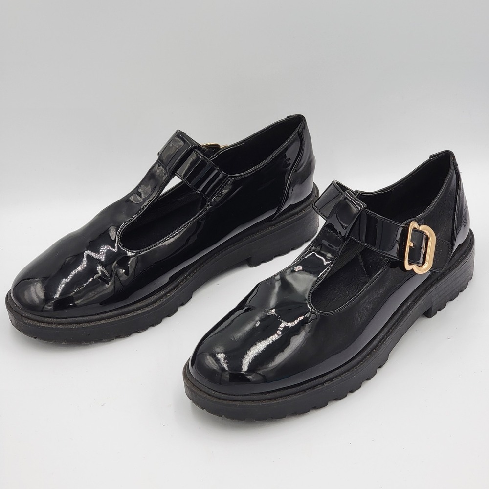 Coutgo Glossy Black Mary Jane Shoes Women's Size 5